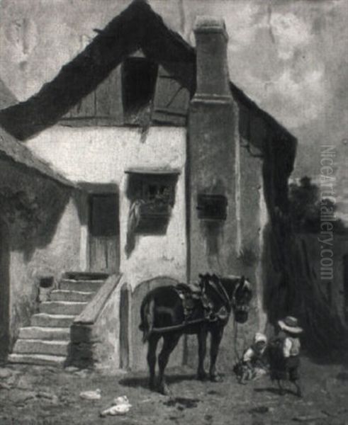 Ackergaul Und Kinder Auf Dem Bauernhof - view 1
