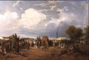 Marktszene In Ungarn by August Xaver Karl von Pettenkofen