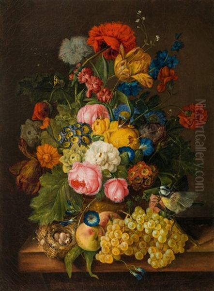 Still Life With Flowers, Grapes And A Bird's Nest - view 1