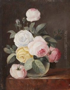 Still Life With Roses In A Glass Vase by Franz Xaver Petter