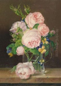 Blumenstuck Mit Rosen In Glasvase by Franz Xaver Petter