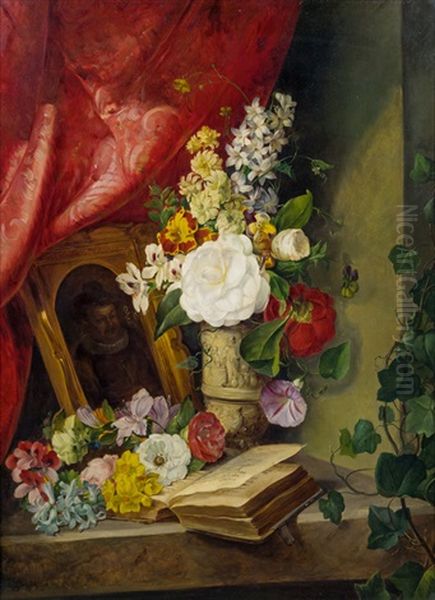 Stillleben Mit Blumen Und Buch - view 1