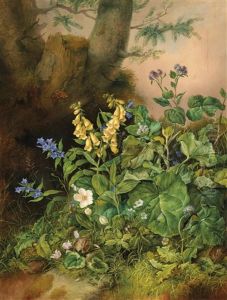 Waldblumen (fingerhut, Schwalbenwurz-enzian, Alpenveilchen, Heckenrose Und Klette)