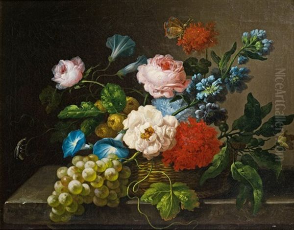 Blumenstillleben Mit Trauben - view 1