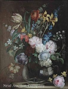 Still Life With Pink Roses by Franz Xaver Petter