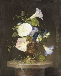 Morning Glories In A Vase On A Marble Pedestal