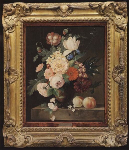 Vaso Di Fiori, Pesche E Insetti - view 1