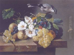 Blumen Und Fruchtestilleben Mit Einem Vogel