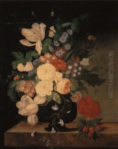 Blumenbouquet Mit Tulpen, Rosen, Primeln Und Winden by Franz Xaver Petter