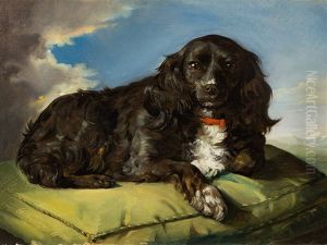 Spaniel On Green Cushion by Theodor Petter
