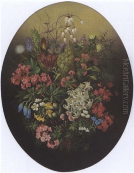 Ein Alpenblumenstraus Mit Edelweis Und Alpenrosen - view 1