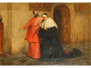 A Cardinal And Another Religious Discoursing In A Cloister