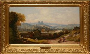 Italianate Landscape With Figures In Foreground by George W. Pettit