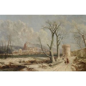 Winter Landscape With River Fort