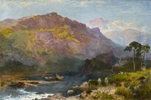 Gebirgslandschaft Mit Fluss Gebirgslandschaft Mit Fluss