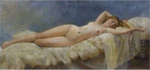 Reclining Nude by Nikolai Kornilievich Bodarewsky
