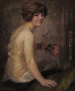 Jeune Femme A La Rose by Nikolai Kornilievich Bodarewsky