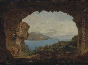 Vue D"une Grotte A Capri by Fritz Petzholdt