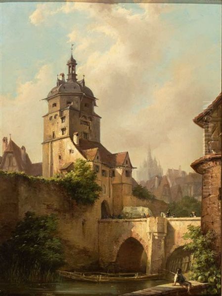 Stadttor Mit Steinerner Bogenbrucke In Einer Mittelalterlichen Stadt - view 1