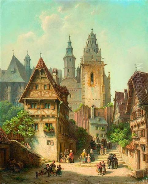 Blick Auf Eine Kirche Einer Frankischen Stadt - view 1