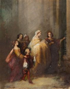 Die Junge Braut Auf Dem Weg In Die Kirche (+ 4 Studies In Pencil And Brush And Ink, Various Sizes; 5 Works) by Joseph Petzl