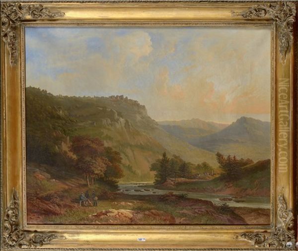 Chasseurs Dans Un Paysage Montagneux - view 1
