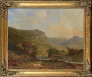 Chasseurs Dans Un Paysage Montagneux