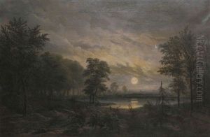 Paysage Aquatique Au Clair De Lune by Adam van Peursen