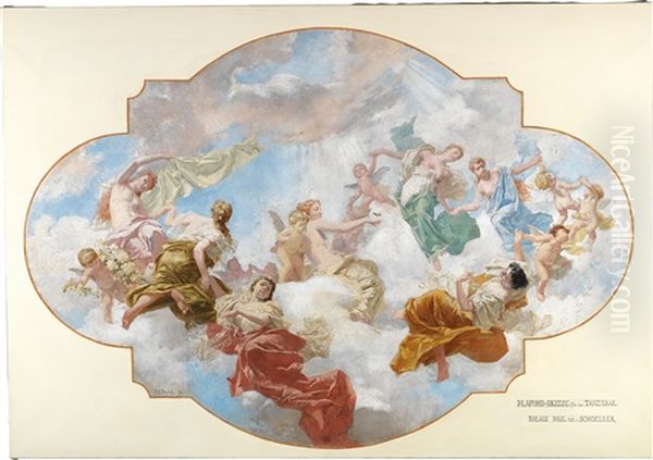 Bozzetto For The Ceiling Fresco In The Dance Hall Of The Paul Ritter Von Schoeller Palace In Vienna - view 1