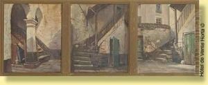 Huiles Sur Toile (triptyque). Cour De Ferme