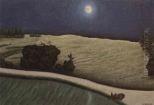 Trois Lapins Au Clair De Lune by Dominique Paul Peyronnet