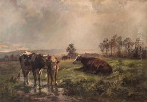 Cows Watering by Aymar Pezant