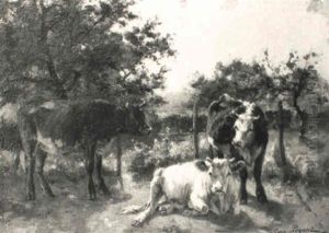 Trois Vaches Dans Un Pre by Aymar Pezant