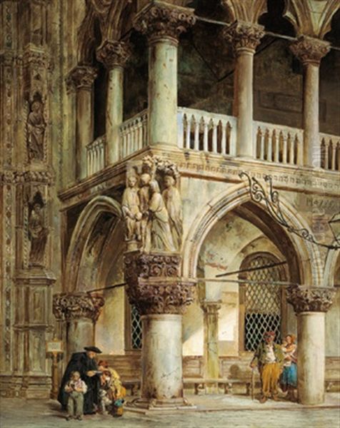 Strasenszene Vor Dem Palazzo Ducale In Venedig - view 1