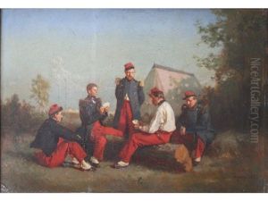 Soldiers Playing Cards by Jean Pezous