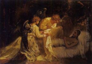 Christus Wird Von Zwei Engeln Zugedeckt by Ernst Christian Pfannschmidt