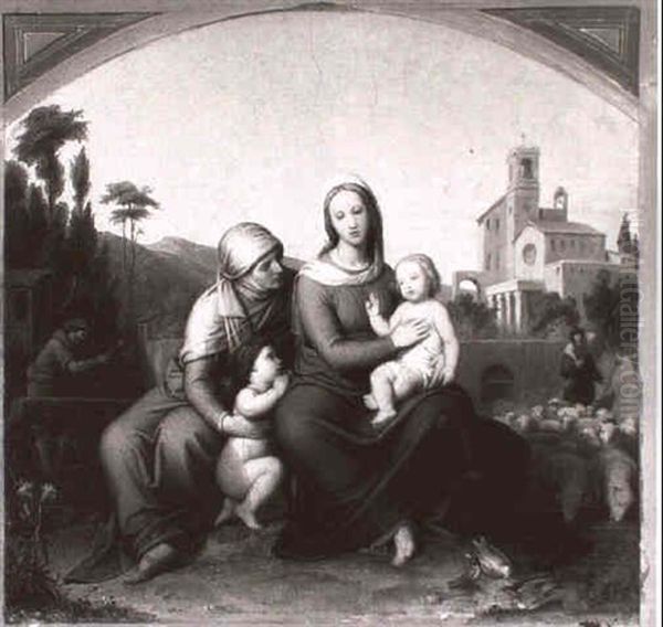 Maria Mit Dem Christkinde Und Elisabeth Mit Johannes, Im    Hintergrund Links Joseph, Rechts Zacharias - view 1