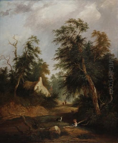 Figures On A Country Lane - view 1