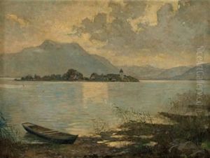 Der Chiemsee Mit Der Fraueninsel by Conrad Pfau