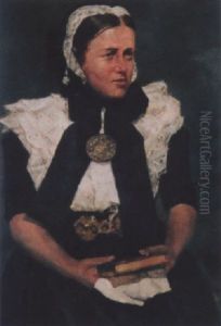 Vor Dem Kirchgang - Junge Frau In Sonntagstracht, Die Bibel In Handen Haltend