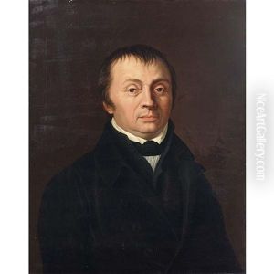 A Portrait Of J.h. Muller Von Zurich (+ A Portrait Of His Wife, Regula Muller Von Zurich-cramer; Pair) by Heinrich Pfenninger