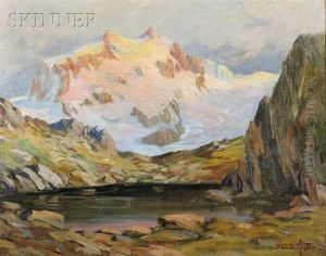 High Mountain Landscape, Possibly The Rocky Mountains, Lander's Peak by Jean J. Pfister