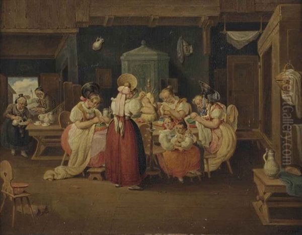 A Group Of Spinsters In An Interior - view 1