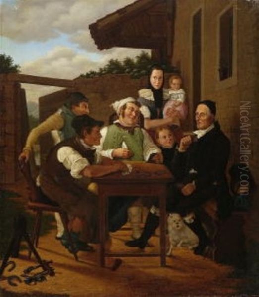 Kartenspieler Vor Dem Bauernhaus - view 1