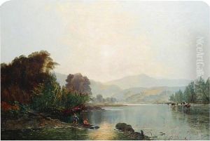 A Bright Morning On The River Usk by Edwin H., Boddington Jnr.