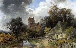 Dorf Mit Backsteinkirche by Gustav Pflugradt
