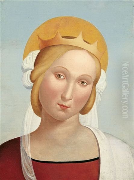Gekronte Madonna In Rotem Gewand Und Mit Weissem Schleier - view 1