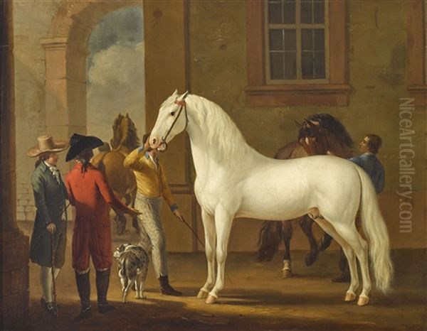 Schimmelhengst Vor Dem Stall by Johann Georg Pforr