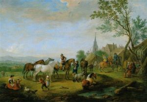 Pferdemarkt Vor Einem Dorf