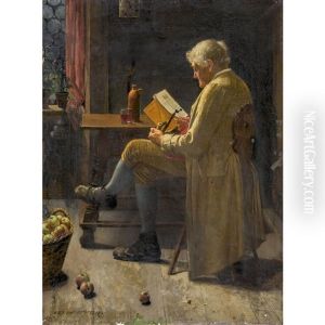 Mann Bei Der Lekture by Eduard Pfyffer